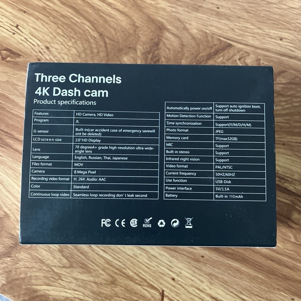 Full UHD 4K Three Channel 4K Dash Camera NIB!