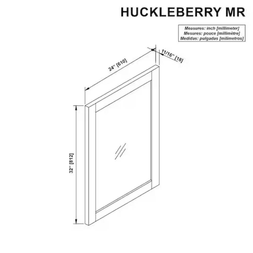 Glacier Bay Huckleberry 24 in. W x 32 in. H Rectangular Framed Wall Mount Bathro