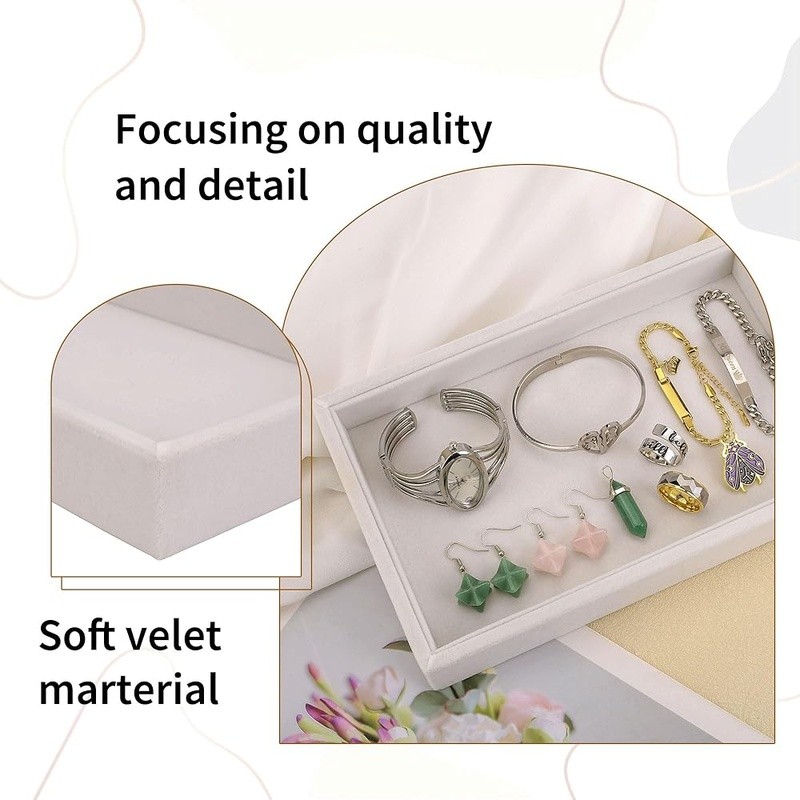Velvet Jewelry Display Tray Organizer Stackable Empty Plate Accessories Storage