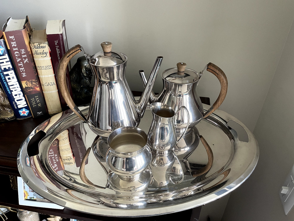 Gorham Silverplate MID CENTURY MODERN MCM 5 pc coffee tea set w/ TWO Coffee Pots