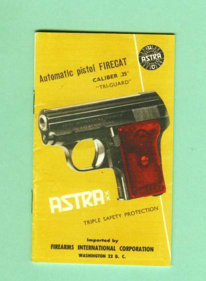 Astra Model Firecat Owners Manual Reproduction