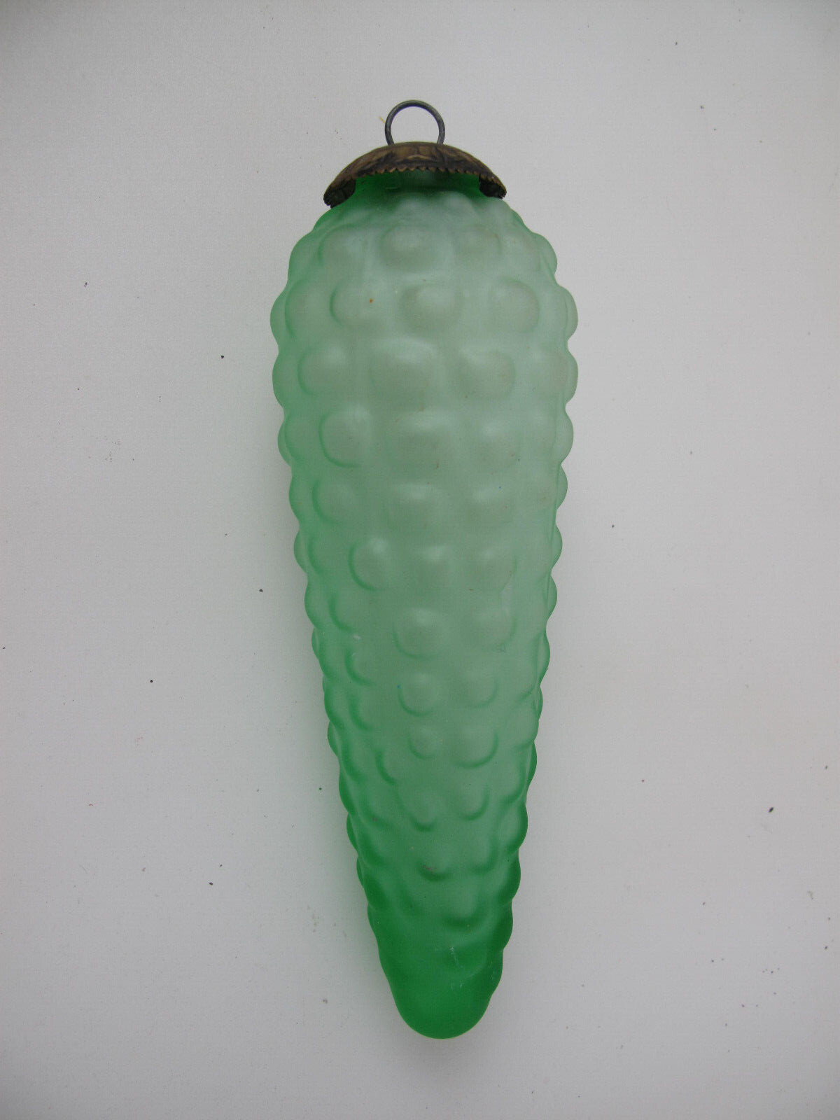Vintage Kugel Midwest Christmas Ornament Green Glass Grape Long