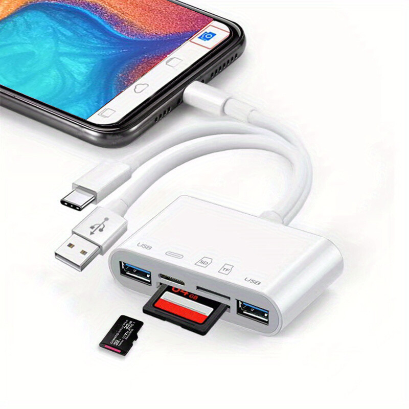 5 in 1 Memory TF/SD Card Reader TypeC USB3.0 OTG Adapter For iPhone/iPad/Samsung