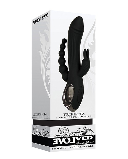 Evolved Ultimately Pleasurable and Enjoyable Trifecta Black Rabbit Vibrator, New