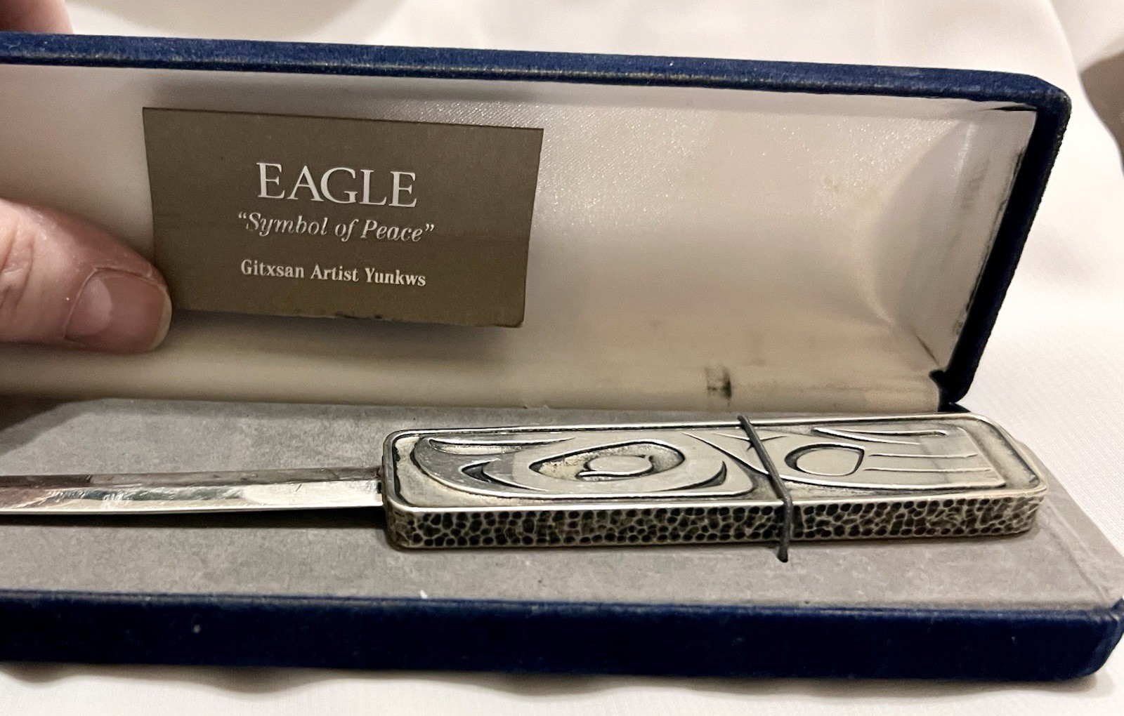 NATIVE AMERICAN GITXSAN Artist DANIEL YUNKWS Silver Metal LETTER OPENER Canada
