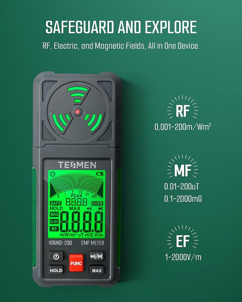 Portable EMF Radiation Detector Field Meter
