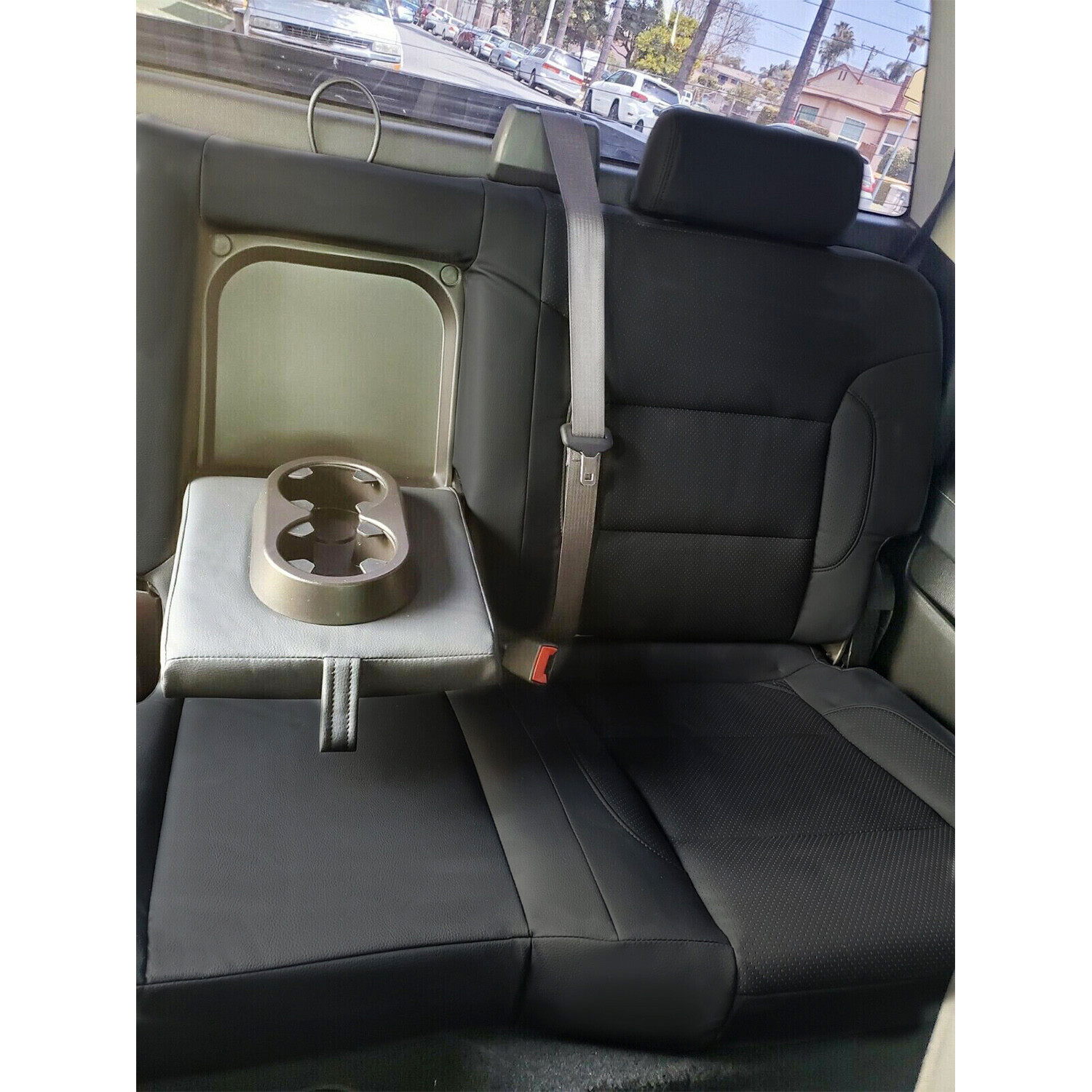 Black Seat Covers Set For 2014-2018 Chevy Silverado Crew Cab LT 15 16 17