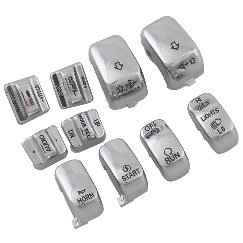 Chrome Hand Control Switch Housing Button Covers Caps Set Fit For Harley Dyna US