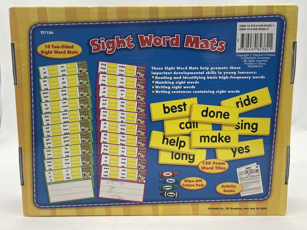 Scholastic Sight Word Mats