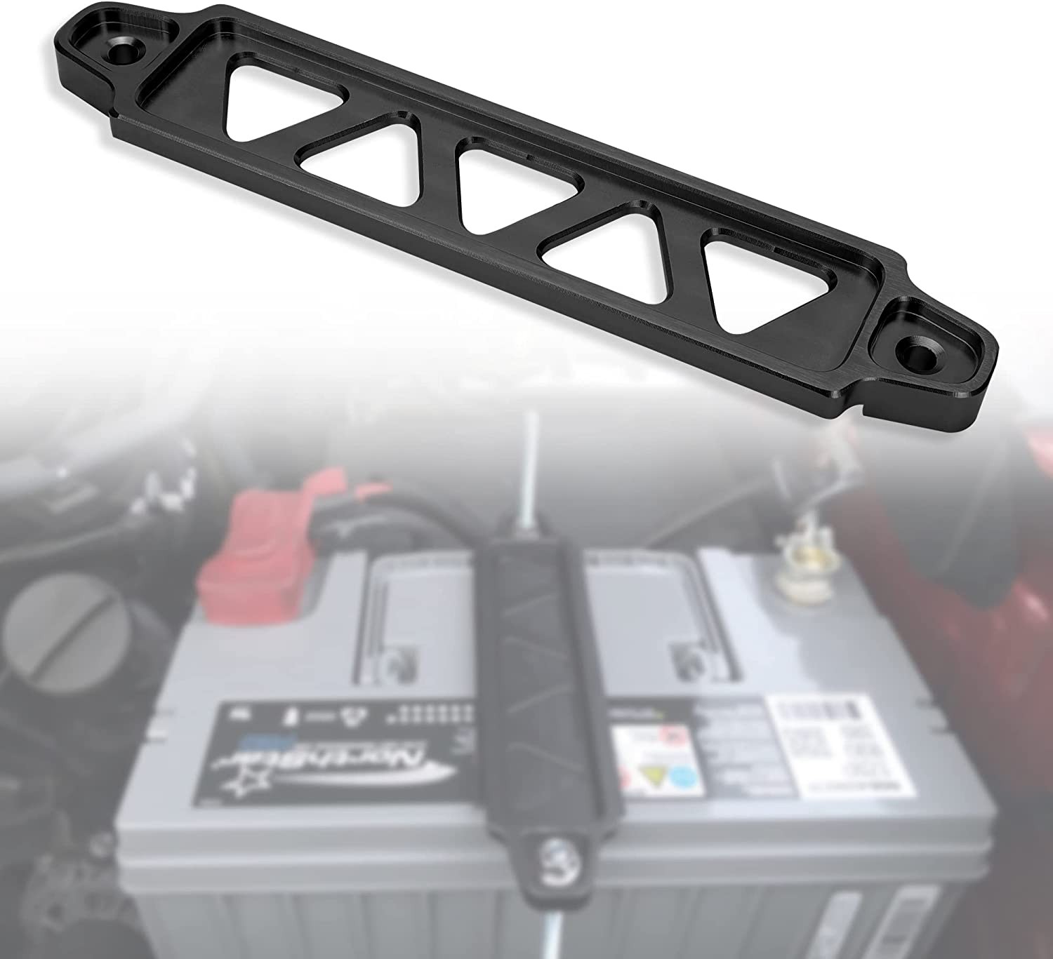 Speedy Black Billet Aluminum Car Battery Tie Down Holder Mount Bracket