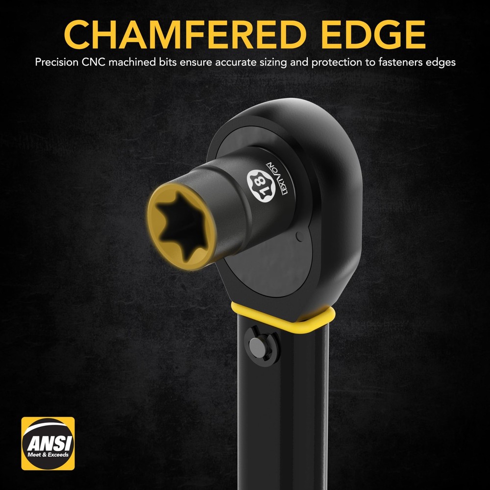 LEXIVON E-TORX Socket Set, Chrome Vanadium Set E4 - E20, Black