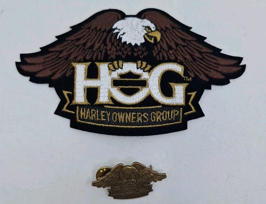 HOG Harley Davidson Owners Group Membership Eagle Patch And Matching Pin