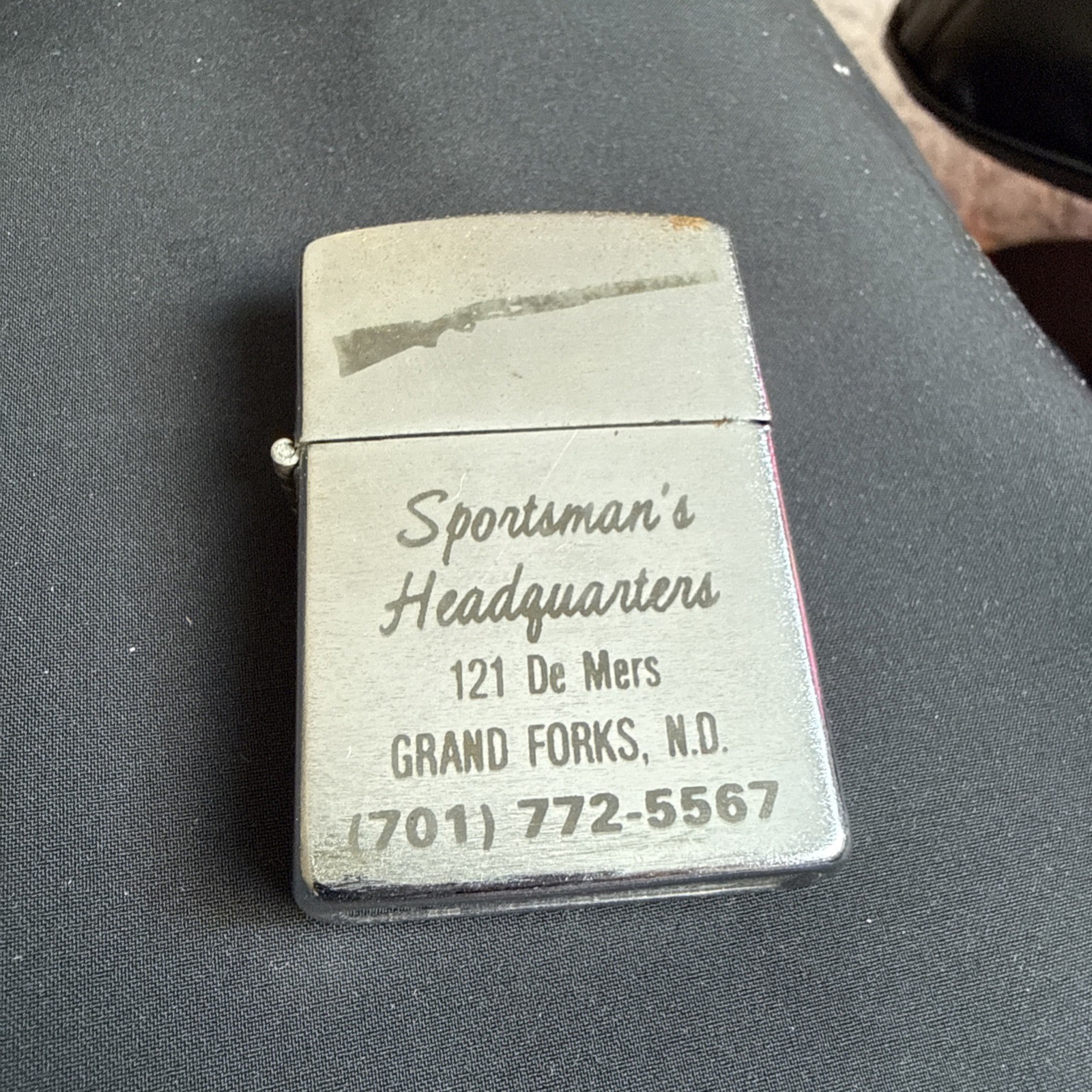 Vintage Advertising Lighter  GUN Sportsman’s Headquarters Grand Forks ND