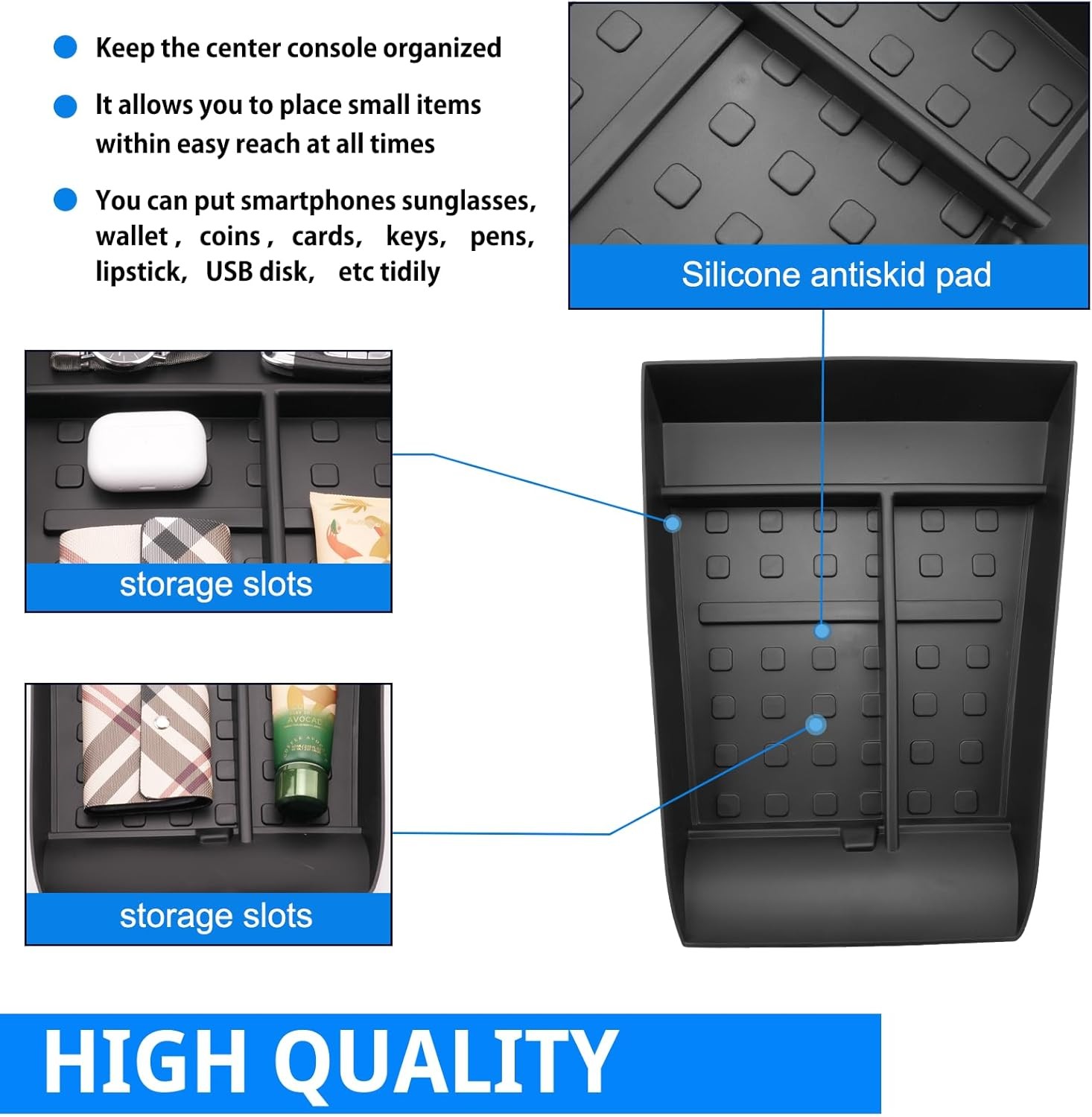 SHAOHAO for 2025 2026 Hyundai Santa Fe Under Console Organizer Tray for 2024 202