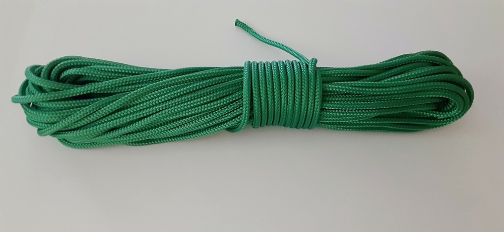 1/4 x 100 ft. Double Braid-Yacht Braid polyester rope. Green