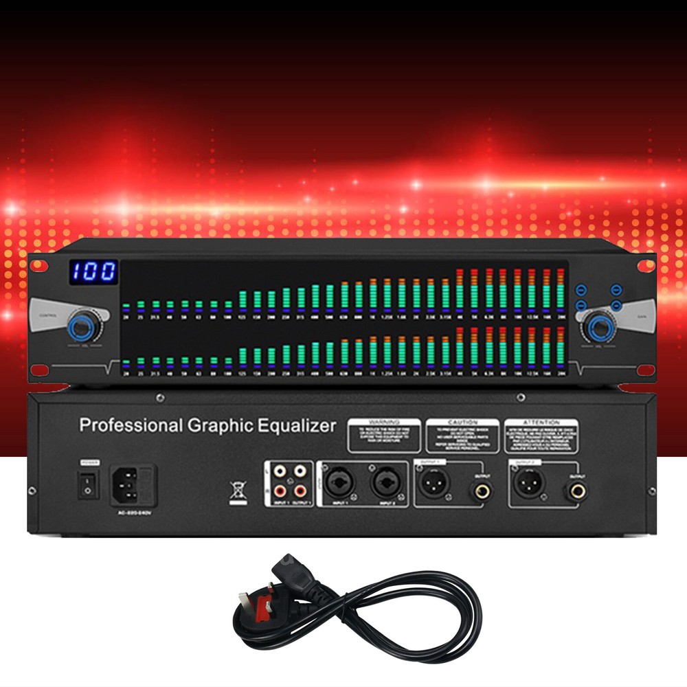 Professional Graphics Equalizer Audio Processor Dual 31-Band Spectrum Display US