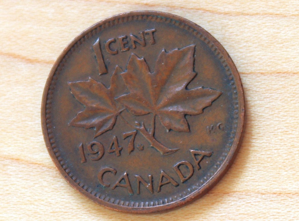 1947 Canada 1 Cent George VI Maple Leaf