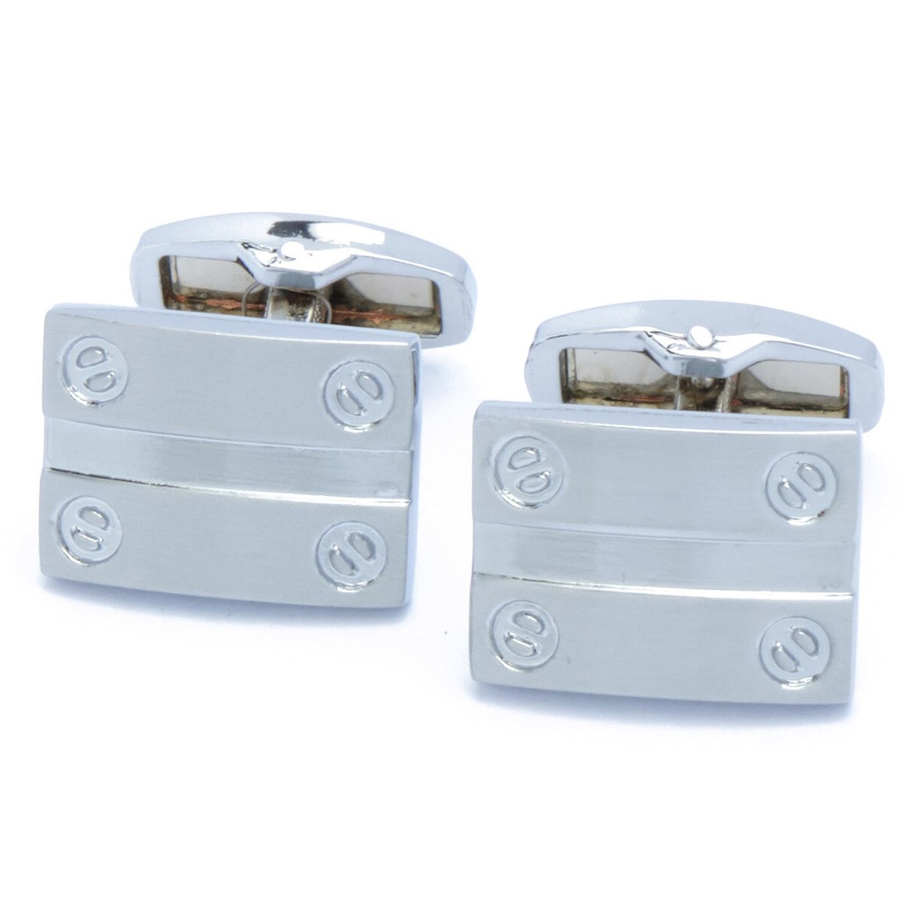 Cufflinks - Rugged Silver Rectangular