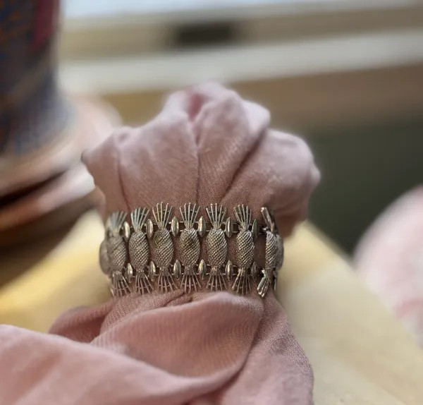 Vintage Sarah Coventry Silver Tone Statement Bracelet Textured Link Fringe