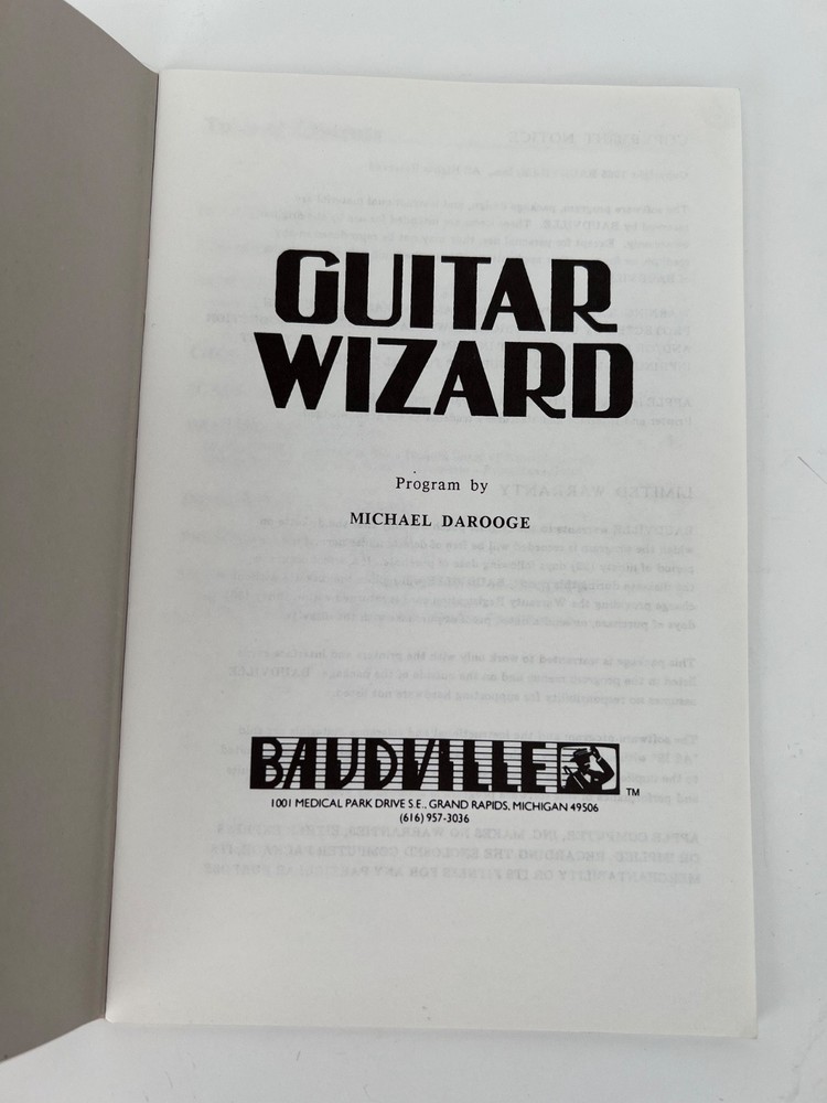 Baudville Guitar Wizard User's Guide