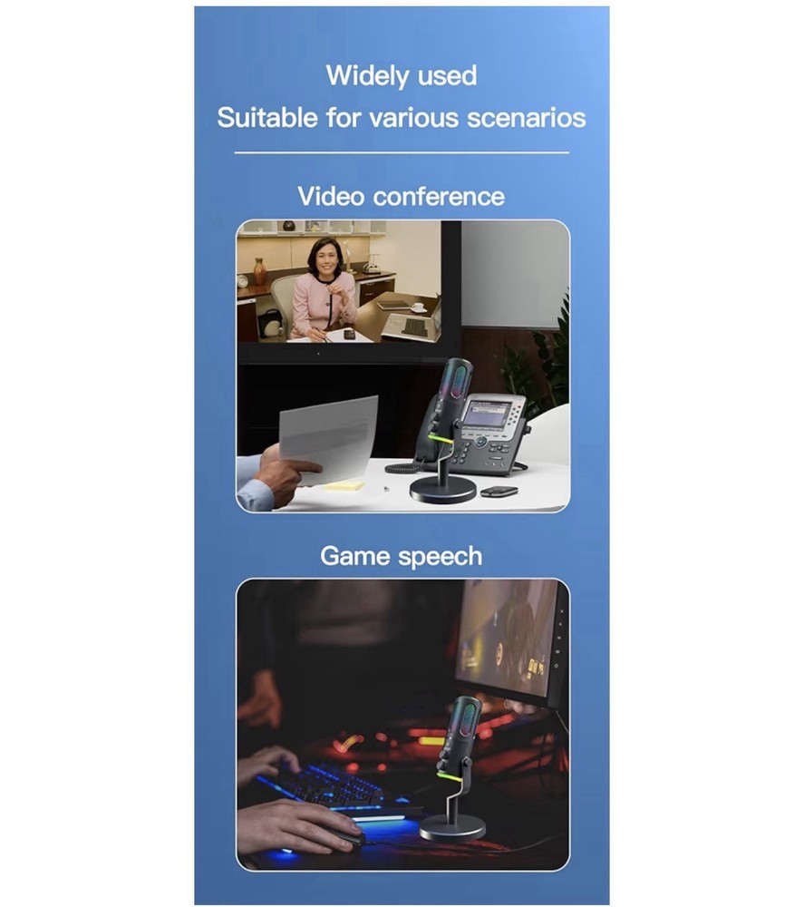 USB Desktop Streaming Microphone. RGB Lights. Echo Control For Gaming/Streaming