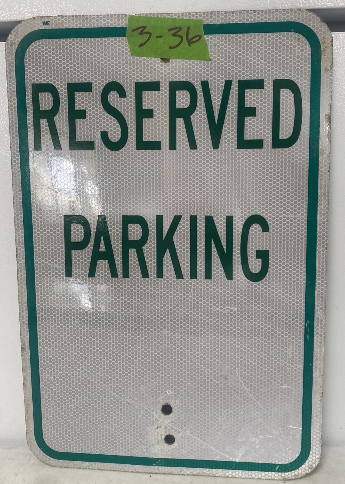 Retired Street/Road Sign (Reserved Parking) 12"X18"  3-36