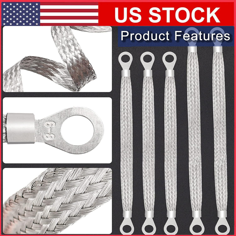 5)Universal Automotive Ground Strap Tinned Copper Car Engine Ground Strap Cable