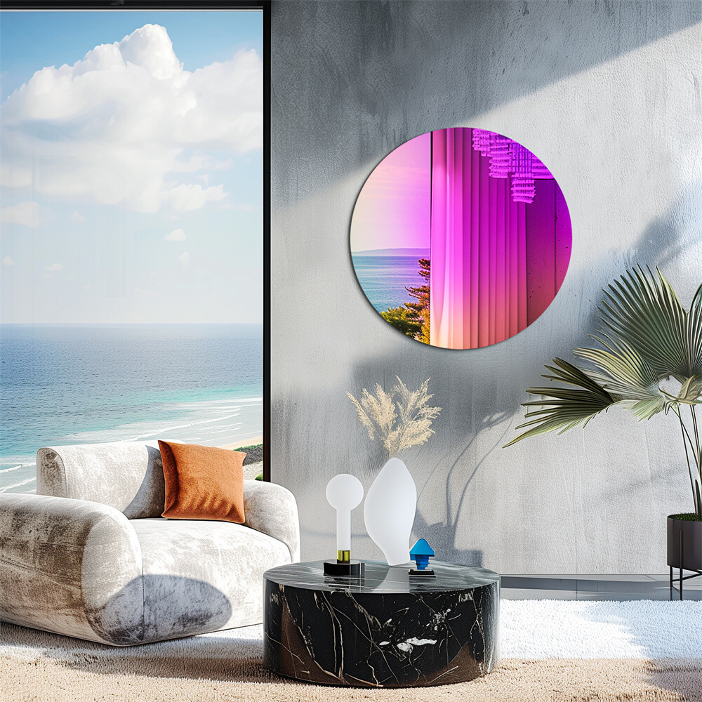 Round Wall Mirror Iridescent Effect Accent Mirror Rainbow Decor Mirror for Home