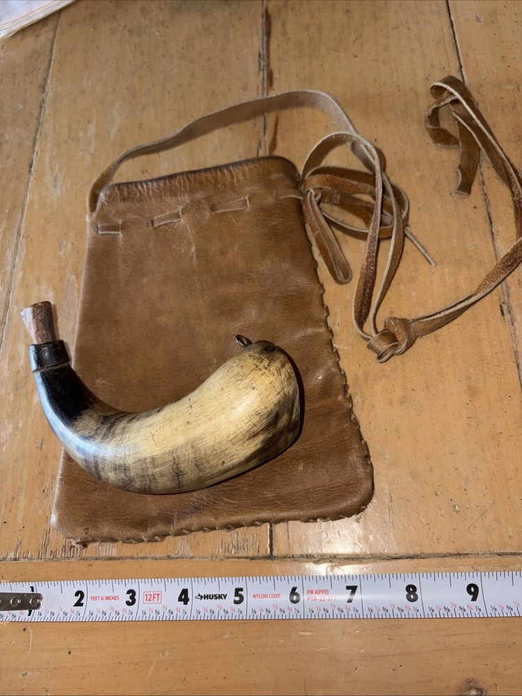 Vintage black powder muzzleloader possible bag  and  Powder Horn