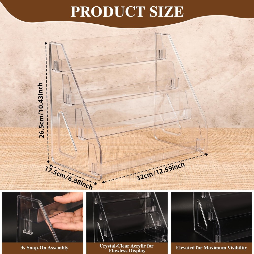 CELSOL Elevated 4 Tier Clear Acrylic Card Display Stand for Trading CLEAR