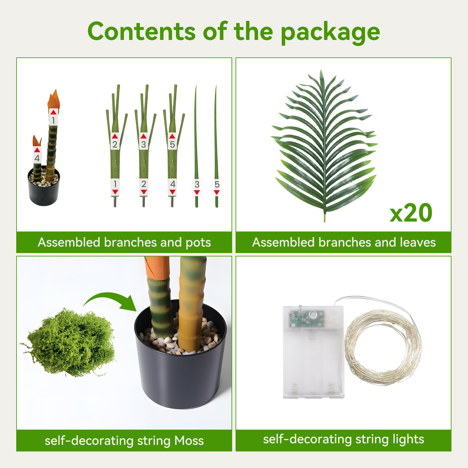 6FT Double Golden Cane Palm Artificial Tree Lush Realistic Home Garden Decor