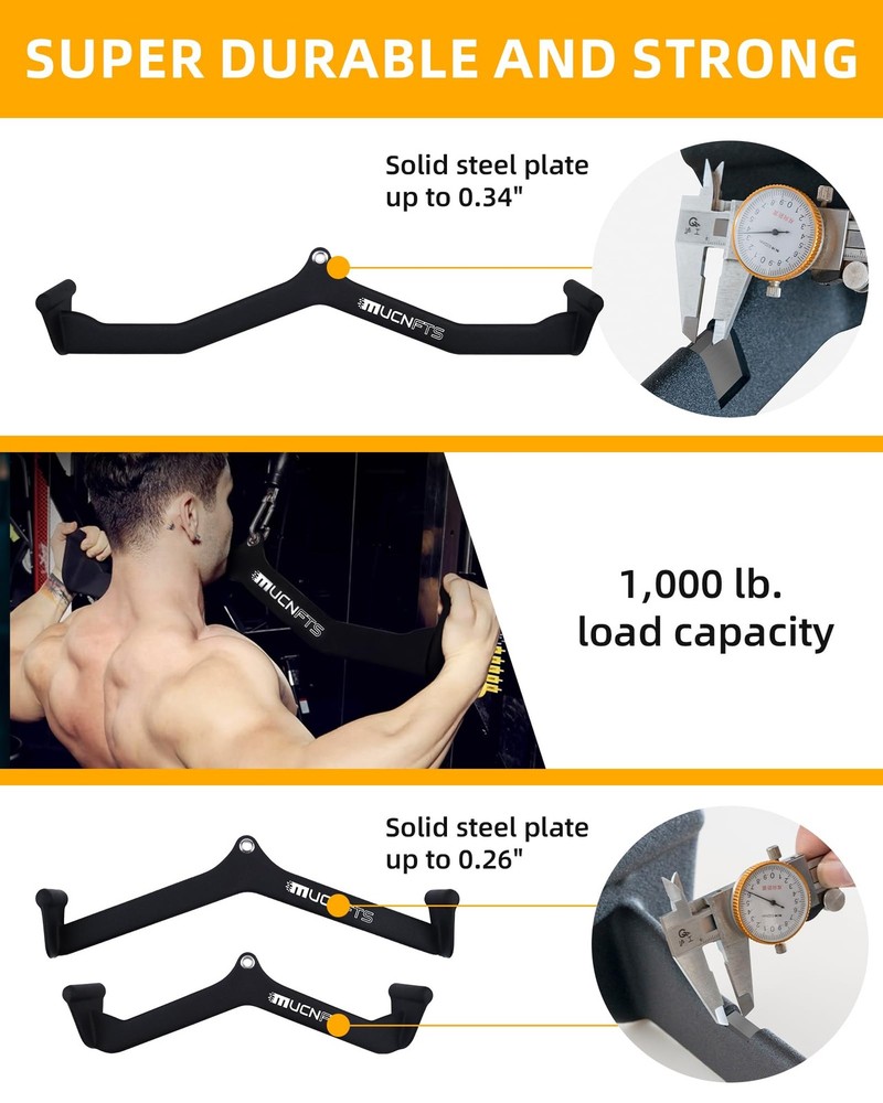 LAT Pulldown Attachments, Thickened Ergonomic Back Tricep Training Handle, LA...