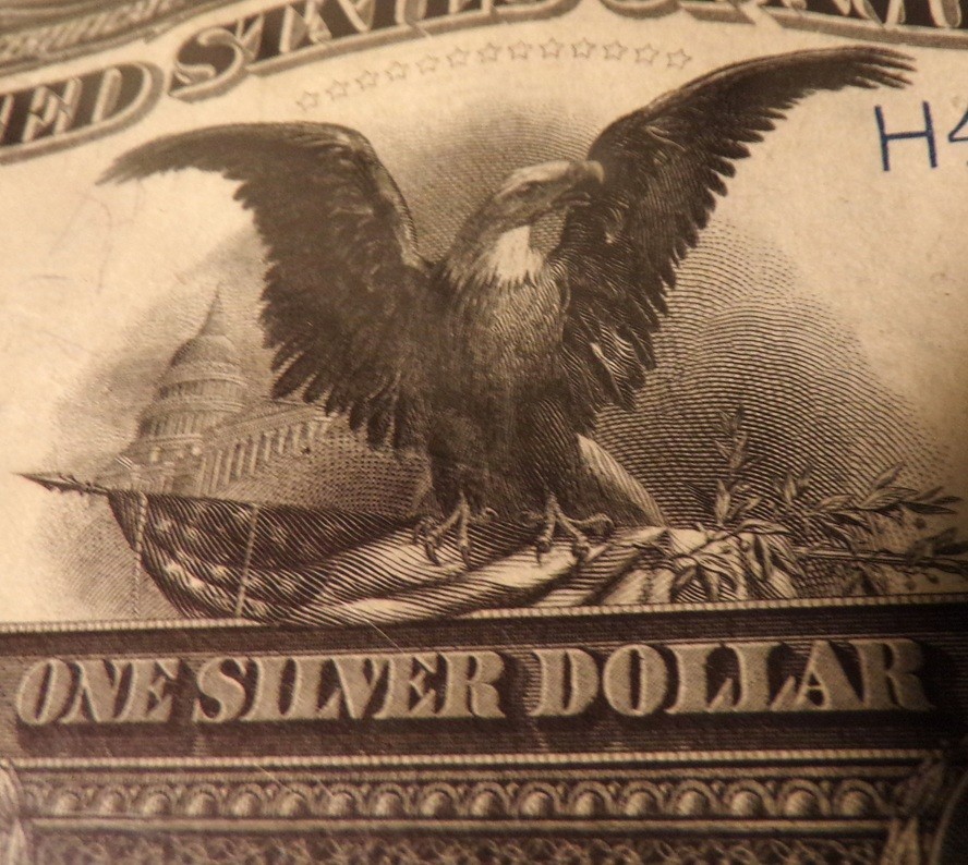 1899 $1 Large Size Black Eagle Silver Certificate Choice Crisp Uncirculated
