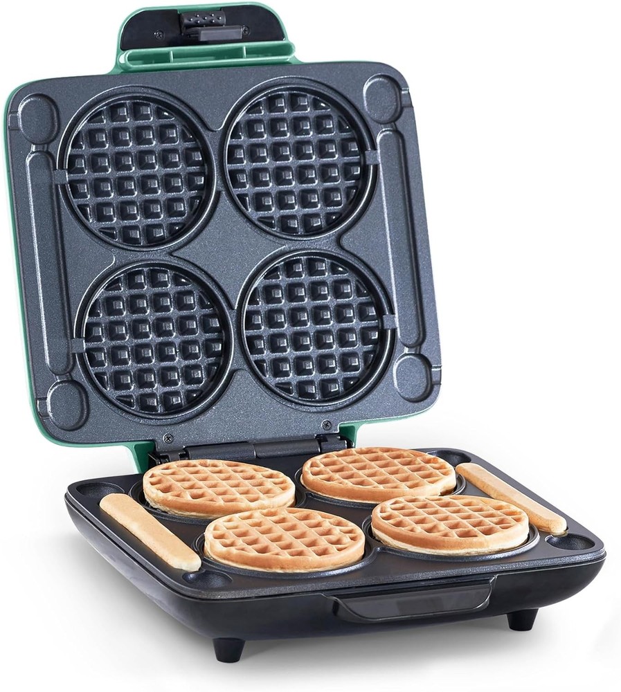 Multi Mini Waffle Maker- Quad Waffle Maker Family Breakfasts Dual Nonstick