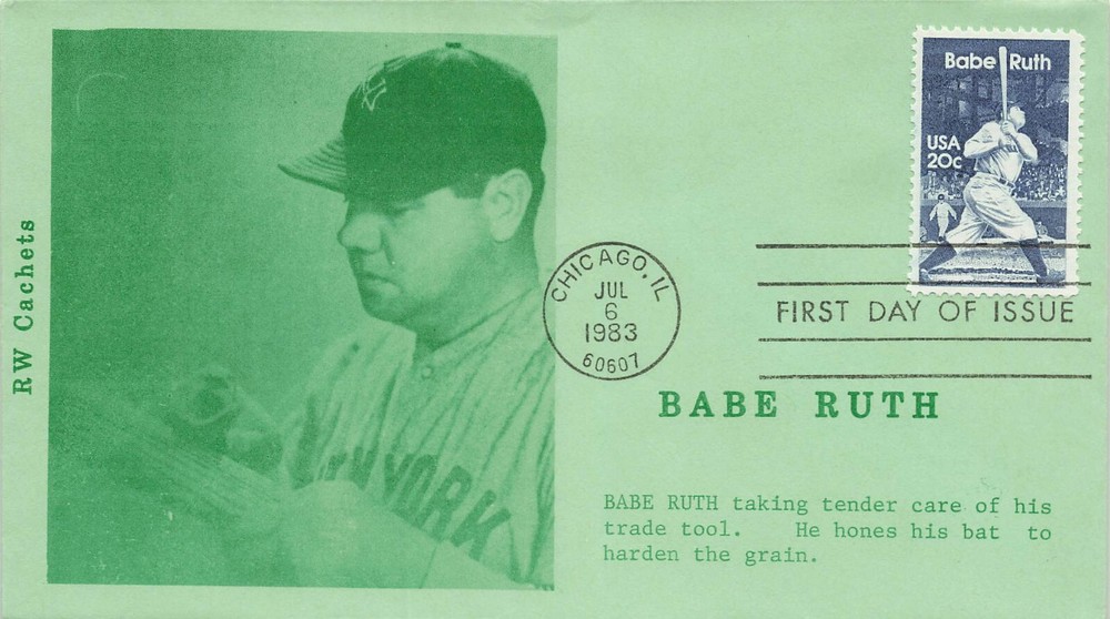 US 2046 FDC Babe Ruth Baseball RW Cachets