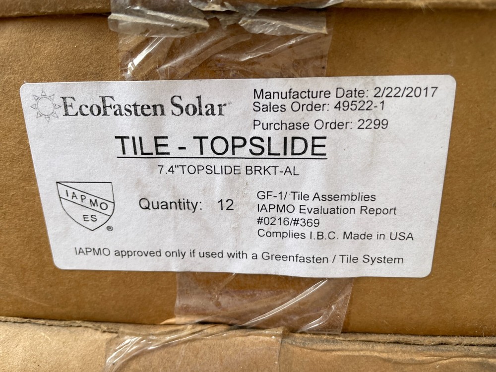 Ecofasten Solar - Solar Panel Mounting 7.4" Tile Topslide Bracket