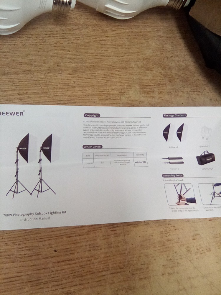 2 Pack Neewer 700W Photography Softbox Lightning Kit