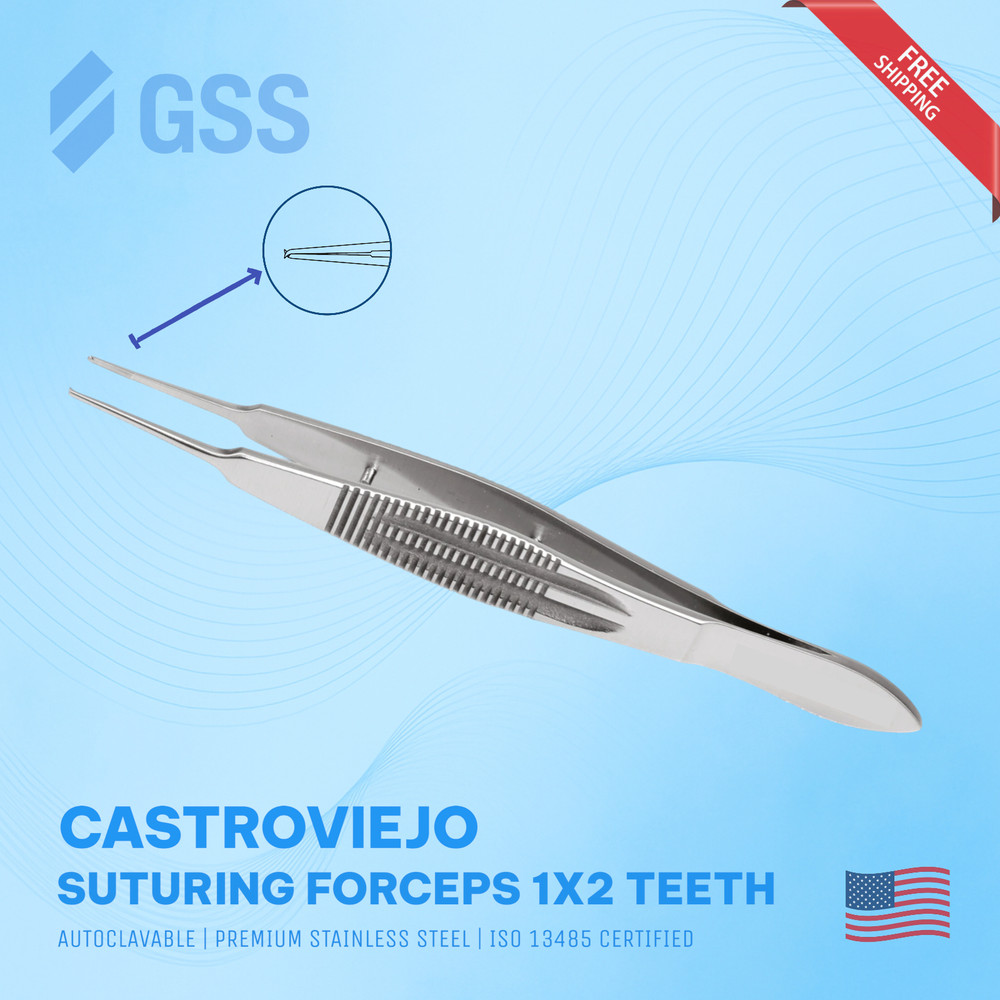 Castroviejo Micro Forceps 1x2 Teeth 0.9mm Tip | Plastic Surgery Tool