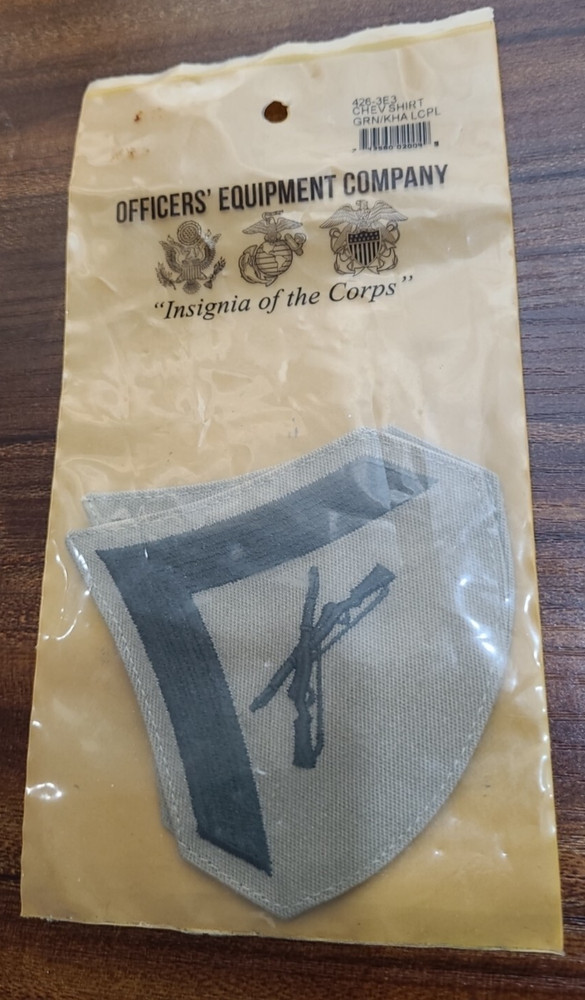 USMC Lance Corporal E-3 Green on Khaki Chevrons