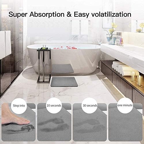 YIDAN Diatomite Bath Mat - Non-Slip, Fast Drying, Grey