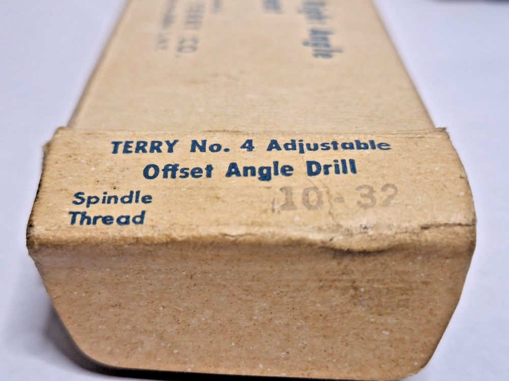 NOS Vintage Terry No. 4 Adjustable Offset Right Angle Drilling Drill Attachment