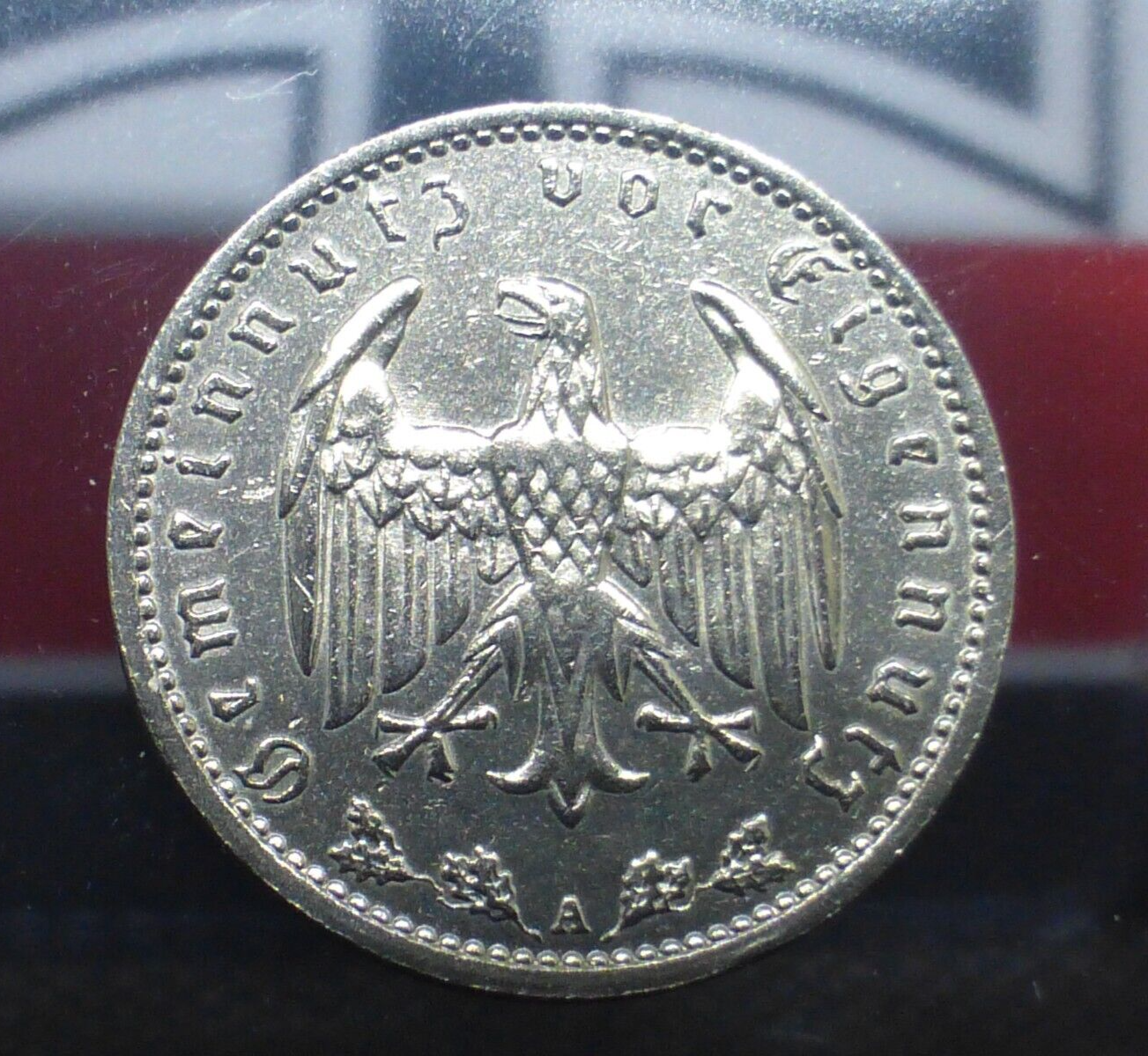 Beautiful 1 Reichsmark Nazi Coin: Genuine Nickel Third Reich WW2 Germany Mark