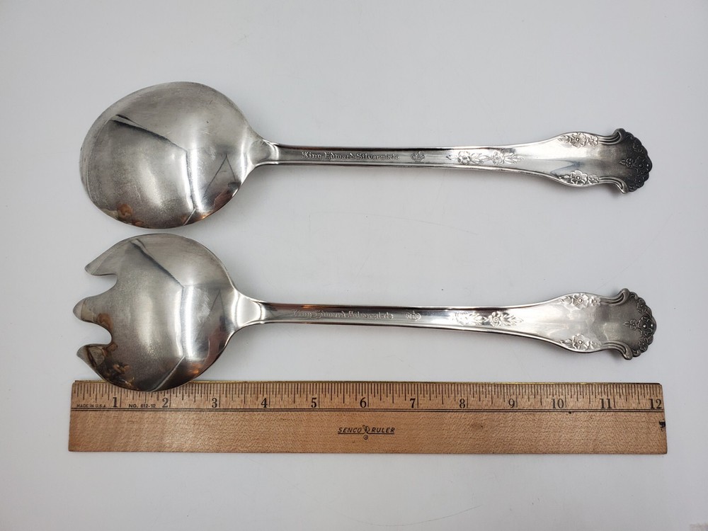 VTG King Edward Silverplate Holiday 1951 Pattern Fork & Spoon Salad Serving Set