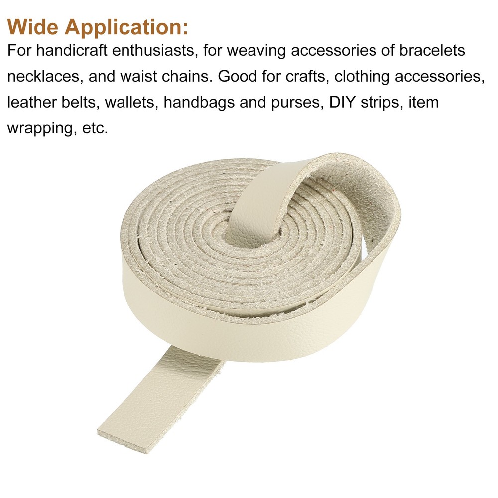Faux Leather Straps Strip Leather String 1cm/0.4" Width, Beige