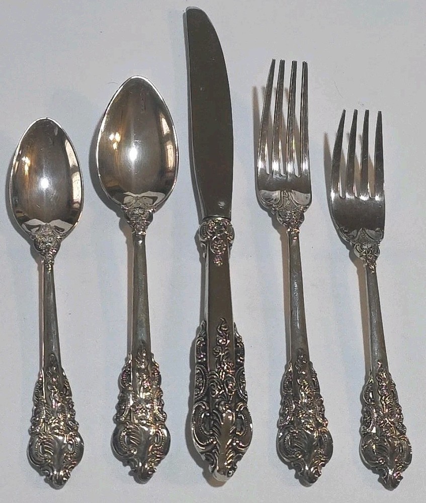 Godinger Baroque Silverplate Flatware 5 Piece Set Table Set Knife Forks Spoons