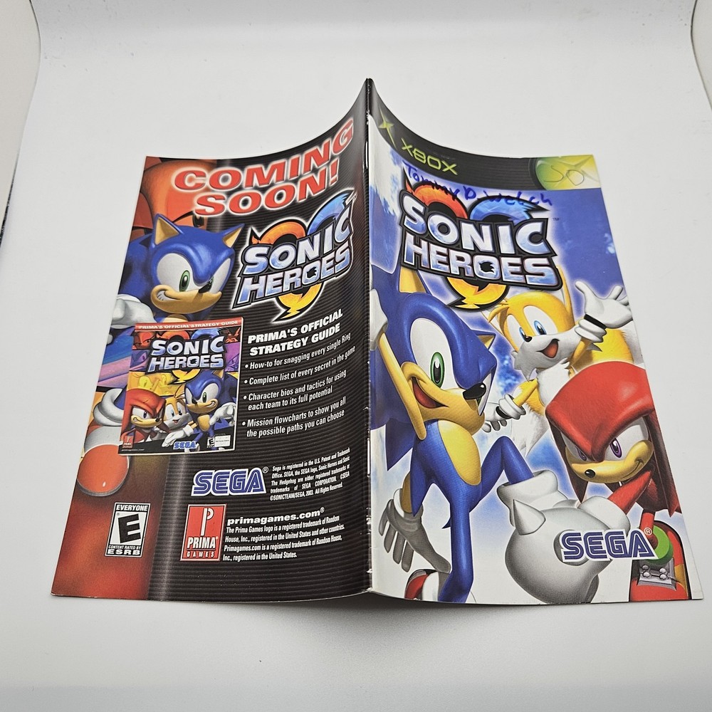 Sonic Heroes Xbox Instruction Booklet Manual Only