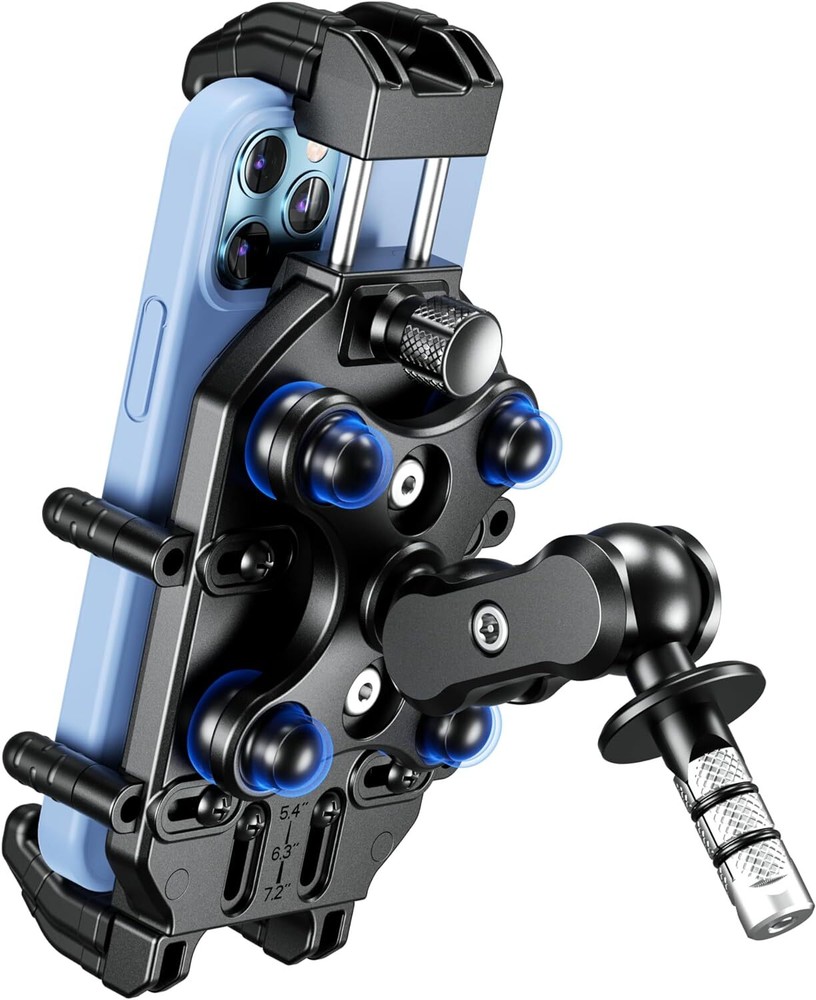 BRCOVAN Motorcycle Fork Stem Phone Mount with Vibration Dampener & Black
