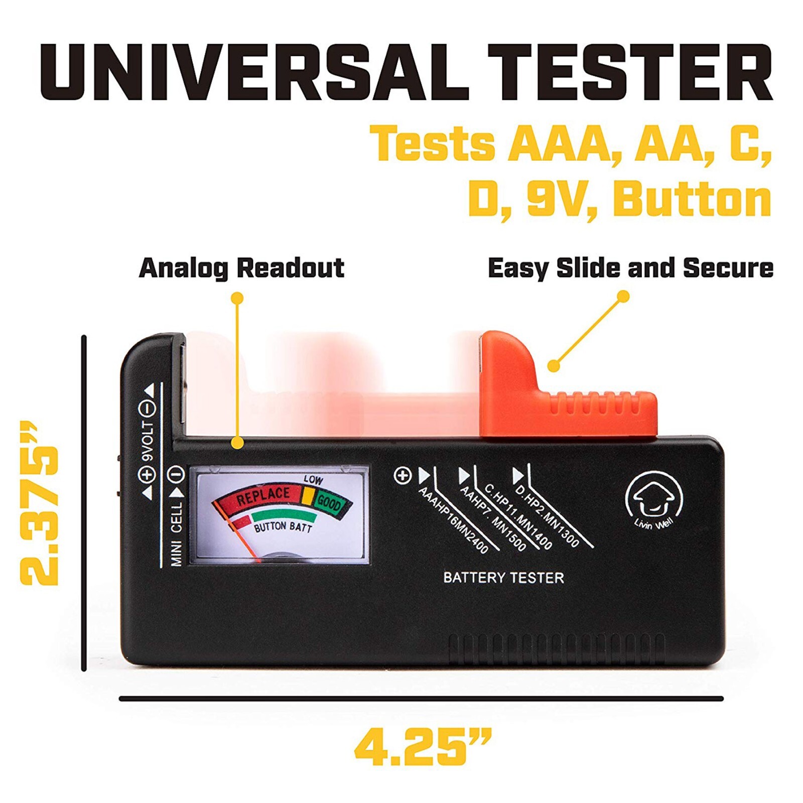 Battery Organizer Case with Tester, Storage Holder for Batteries, Garage Box