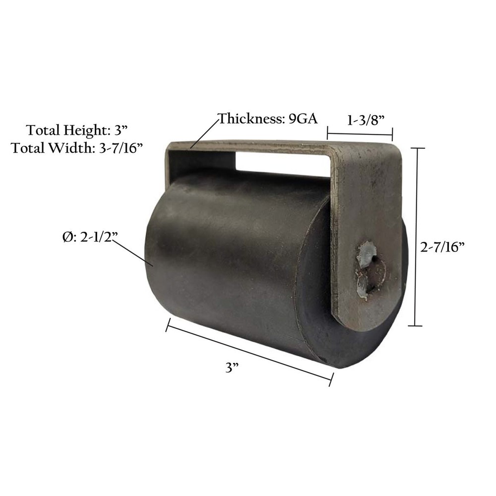 3" Sliding Gate Rubber Guide Roller Steel Mounting Bracket w/ Bearing Weldable