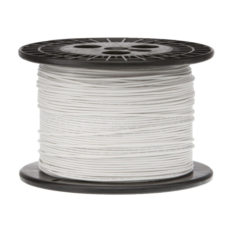 24 AWG Stranded Hook Up Wire, White, 500 ft, 0.0440" Dia, UL1429, 150V